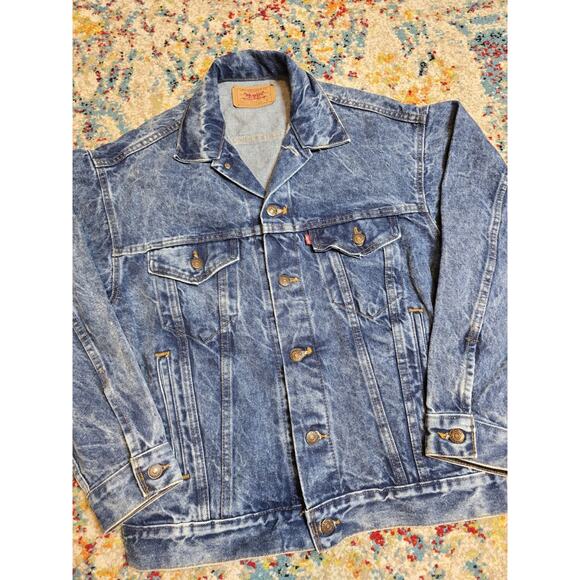 Vintage 90's Levi's Trucker Blue Denim Jacket 70507-0219 Made in USA Size Small - Picture 1 of 7